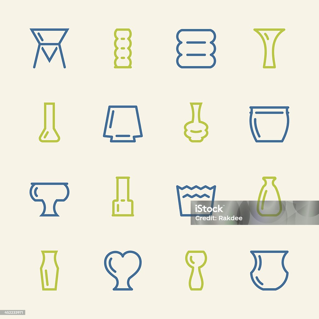 Vase und Pot-Icons Set 2-Color-Serie - Lizenzfrei Altertümlich Vektorgrafik