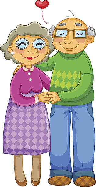 ilustrações, clipart, desenhos animados e ícones de casal idoso - senior couple isolated white background standing
