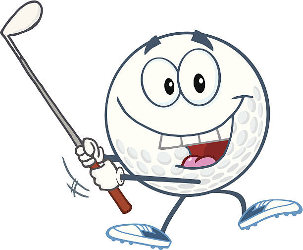 Golf Ball Swinging A Club Stock Illustration - Download Image Now - Golf,  Golf Ball, Characters - iStock