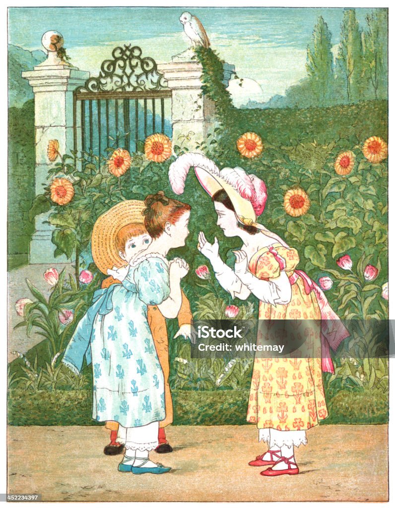 XIX secolo bambini a chattare - Illustrazione stock royalty-free di 1880-1889