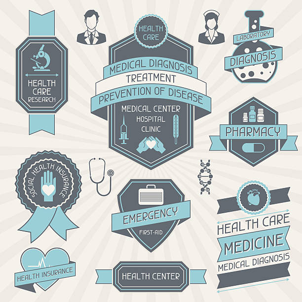 Set of medical labels and tags. Set of medical labels and tags. nurse borders stock illustrations
