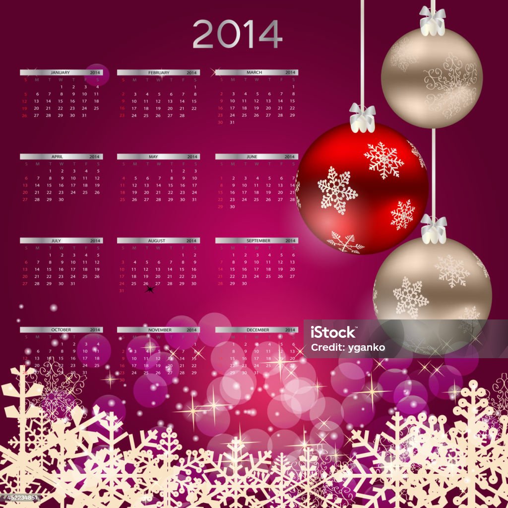 vector: cada año se dedican nuevo año calendario 2014 - arte vectorial de 2014 libre de derechos