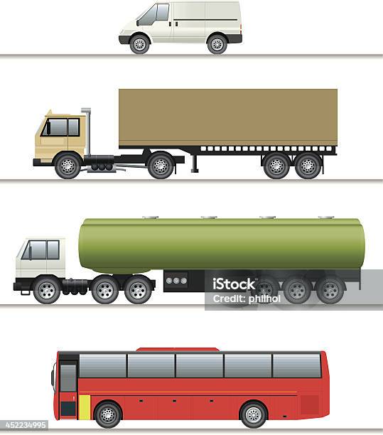 Selecção De Veículos Comerciais Elevações - Arte vetorial de stock e mais imagens de Abastecer - Abastecer, Atrelado de Carro, Camião