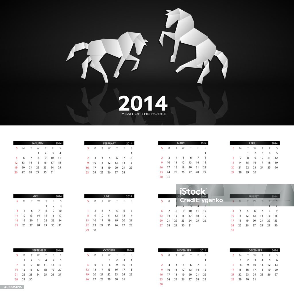 Vektor-illustration. 2014 Neujahr-Kalender - Lizenzfrei 2014 Vektorgrafik
