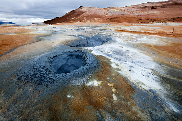 Hverarönd road Hverarönd - active volcanic area near Myvatn lake, North Iceland sulphur landscape fumarole heat stock pictures, royalty-free photos & images