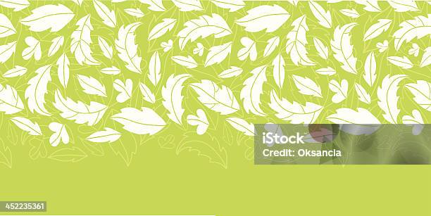 Branco Sobre Verde Folhas Silhuetas Horizontal Sem Costura De Fundo Padrão - Arte vetorial de stock e mais imagens de Abstrato