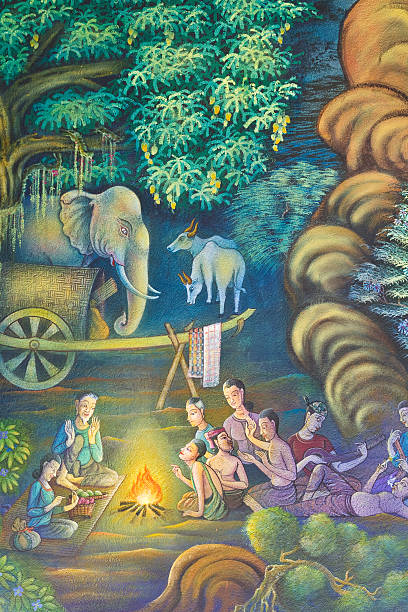 istock Buddha painting  in Thailand 452235403
