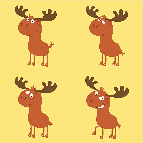 Vector illustration of Emotions deer set