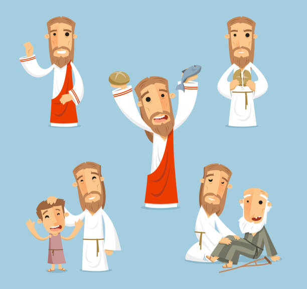 ilustraciones, imágenes clip art, dibujos animados e iconos de stock de jesús miracles de - sacrifice play illustrations