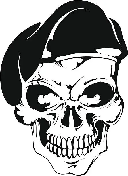 Vector illustration of Skull with Beret