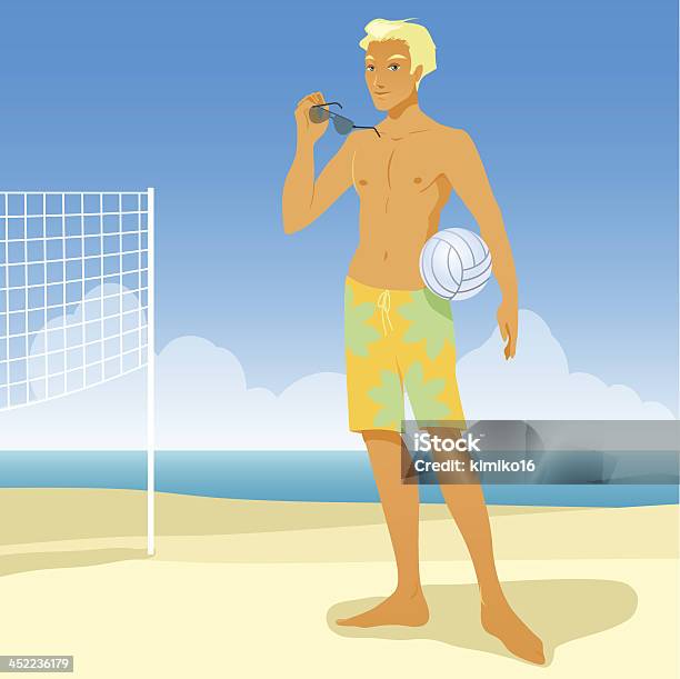 Menino Na Praia Jogo No Voleibol - Arte vetorial de stock e mais imagens de Adulto - Adulto, Adulto de idade mediana, Areia