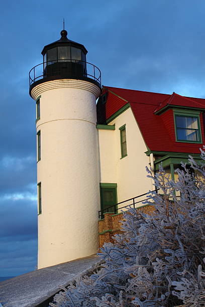 istock Historic Lighthouse on Lake Michigan in Sunset 452236359