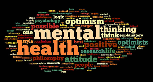 Mental health in word tag cloud stock photo