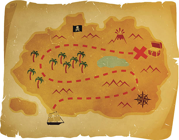 antyczny mapa skarbów - treasure map stock illustrations
