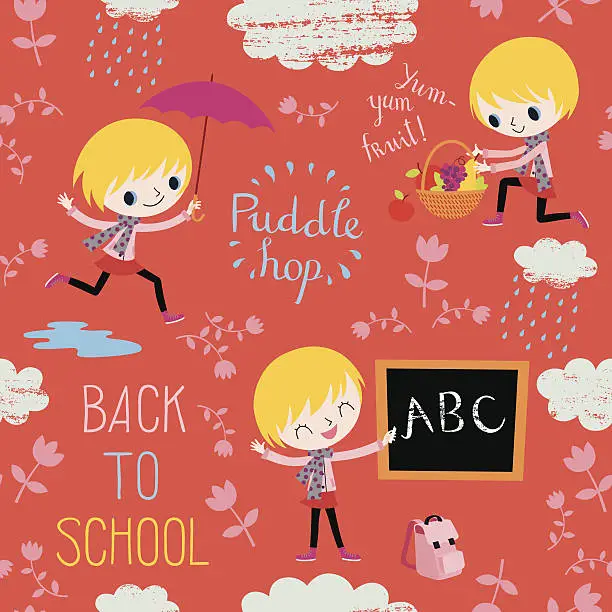 Vector illustration of Back to School. Autumn Pattern.