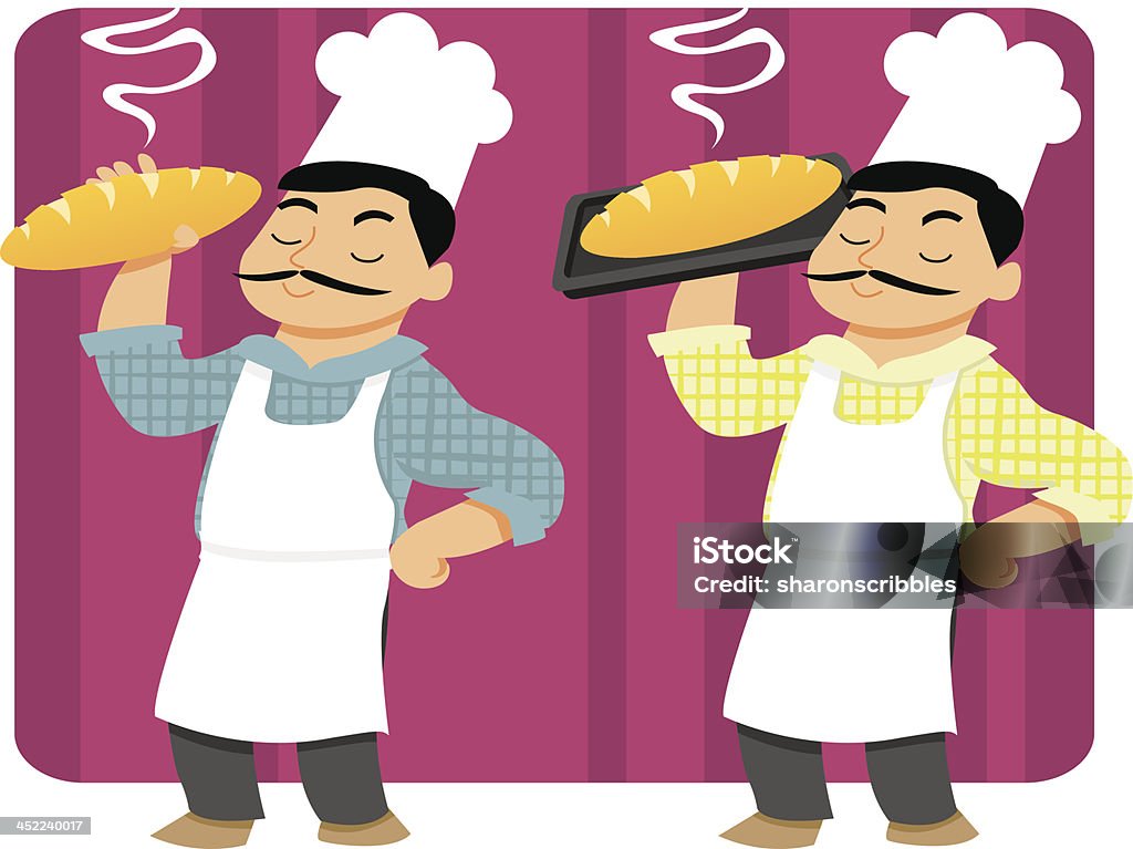 Baker tenant du pain fraîchement cuit - clipart vectoriel de Adulte libre de droits