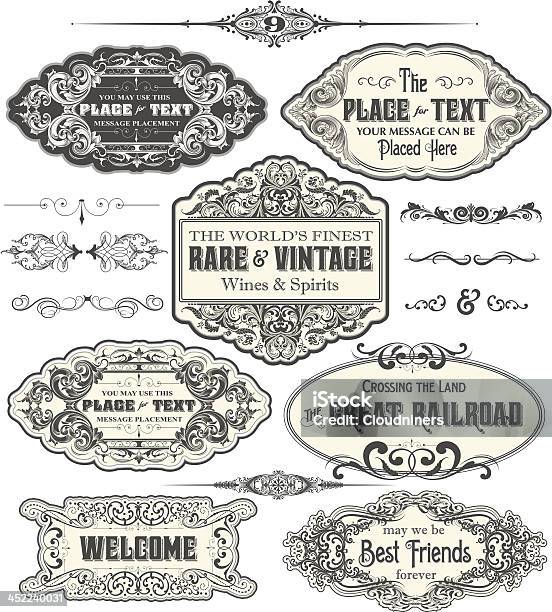 Vintage Label Frames Stock Illustration - Download Image Now - Art Nouveau, Border - Frame, Engraved Image