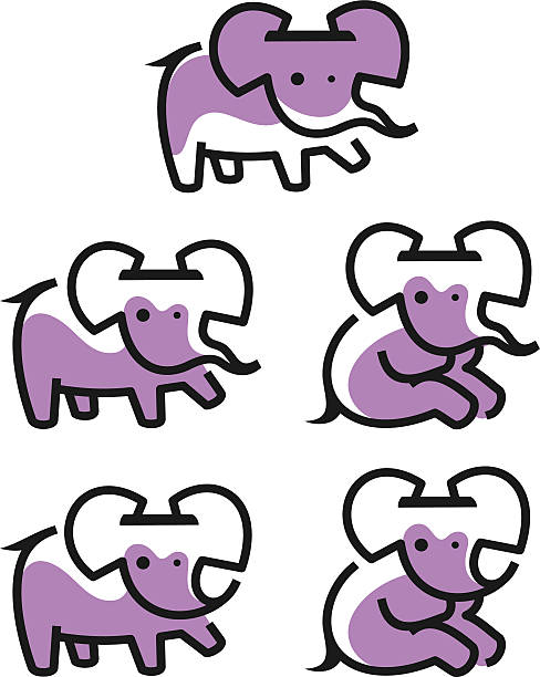 Cartoon elephant  logo vector art illustration