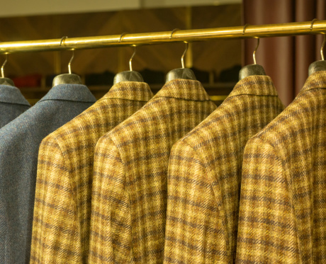Yellow Check Suit Jackets o Clothes Rail