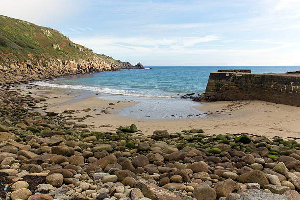 Lamorna beach and cove Cornwall England UK Lamorna beach and cove Cornwall England UK on the Penwith peninsula approximately four miles south of Penzance lamorna cove stock pictures, royalty-free photos & images