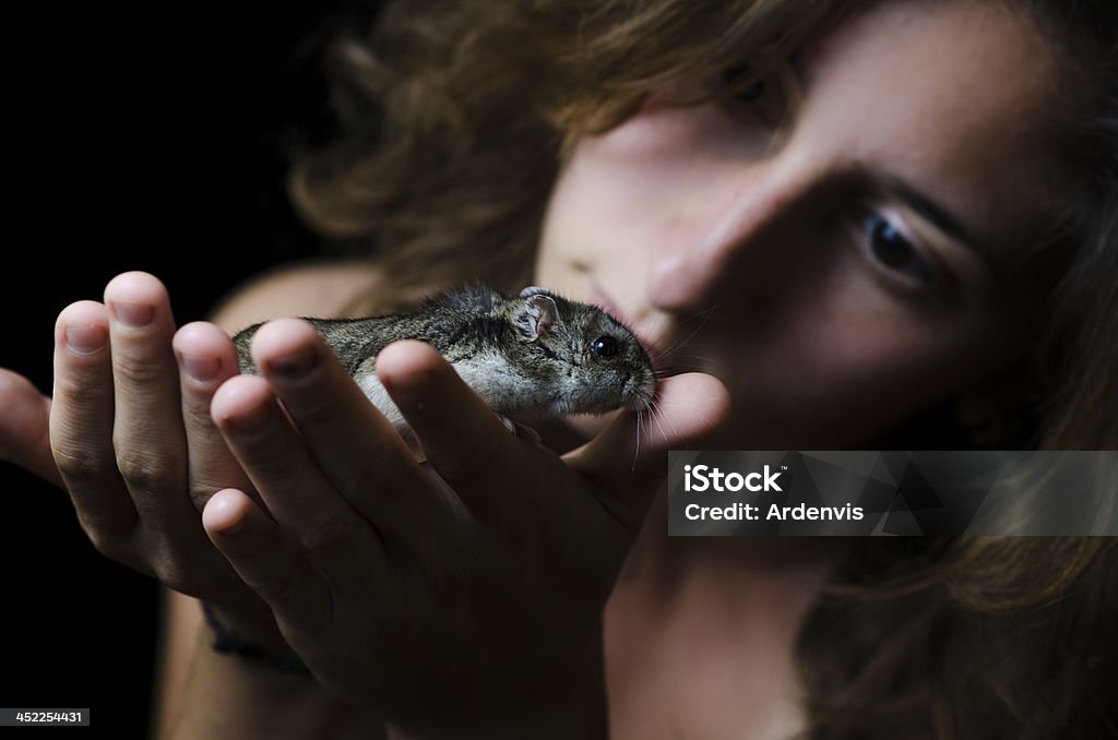 Giovane ragazza con un Criceto nella sua mano - Foto stock royalty-free di Accudire