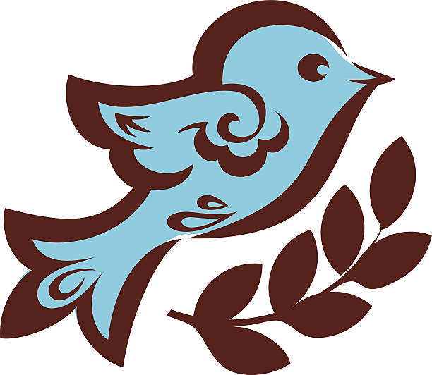 Decorative bird with wheat vector art illustration