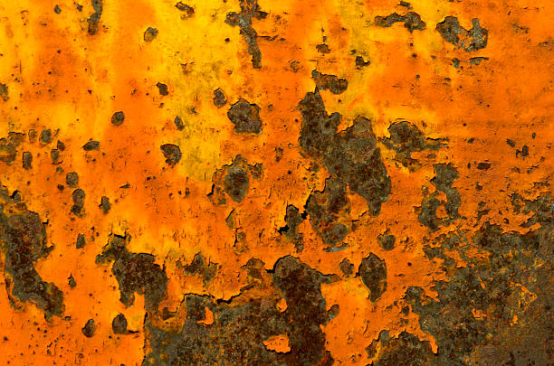 old cracked peeling paint grunge background orange yellow rust stock photo