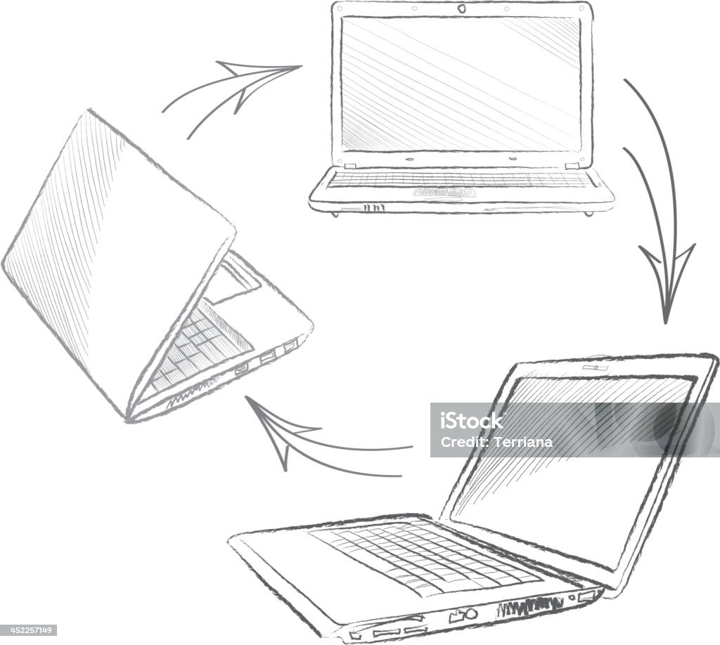 Computer Connect Computer Drawing Laptop Vector Illustration Set Computers Connection Stock Illustration ...