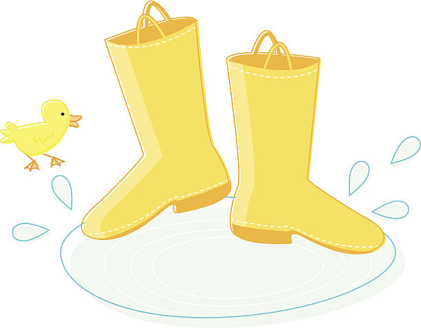 Rain Boots and Duckling vector art illustration