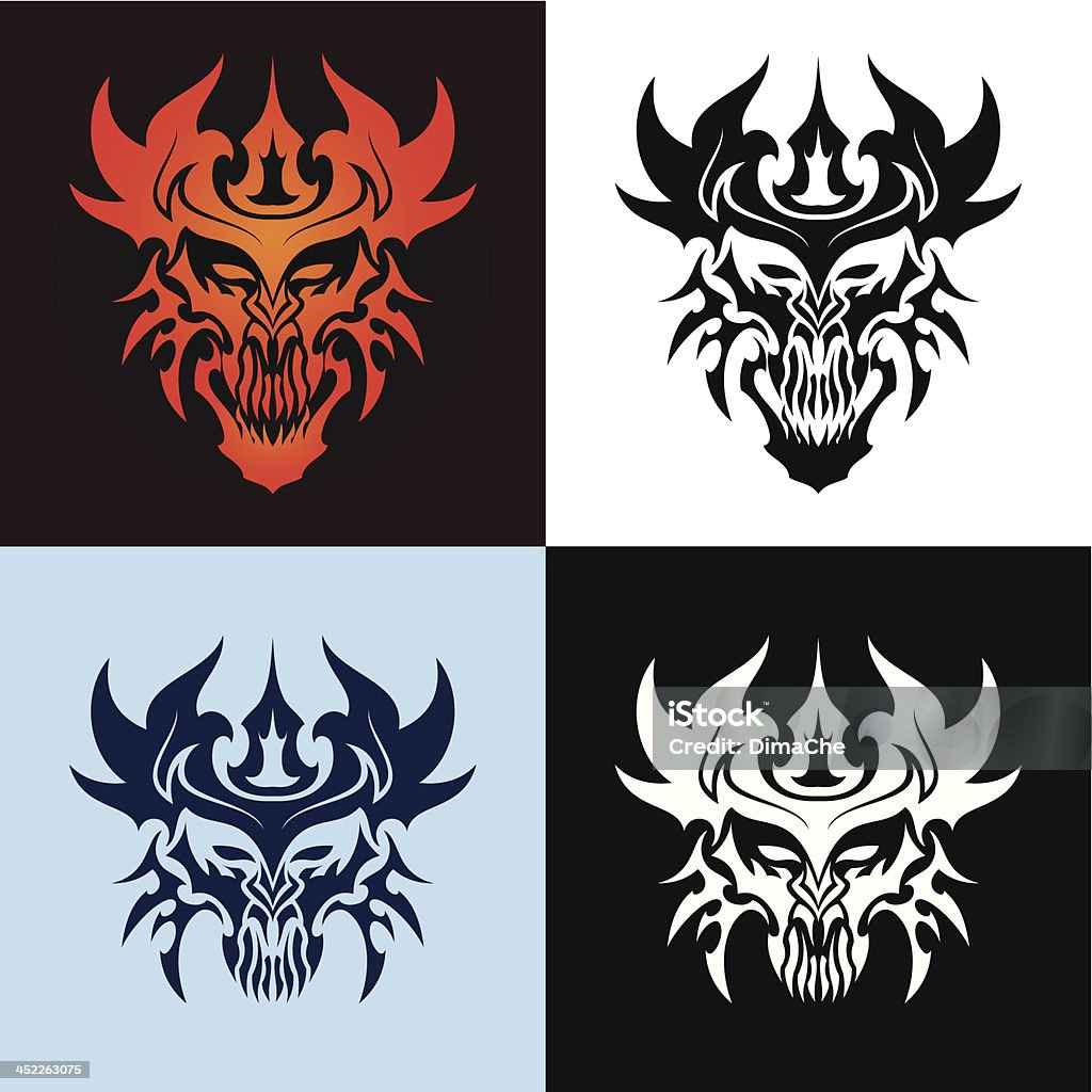 Demon mask Demon mask in four color variants. PNG file (3521x3512, 300 dpi ) without backgrounds is also included. Demon - Fictional Character stock vector