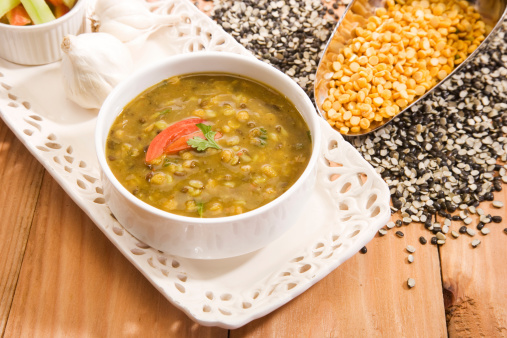 Maa Chole Ki Dal or Yellow Gram & Split Black Lentils Curry with Paratha, Indian Dish