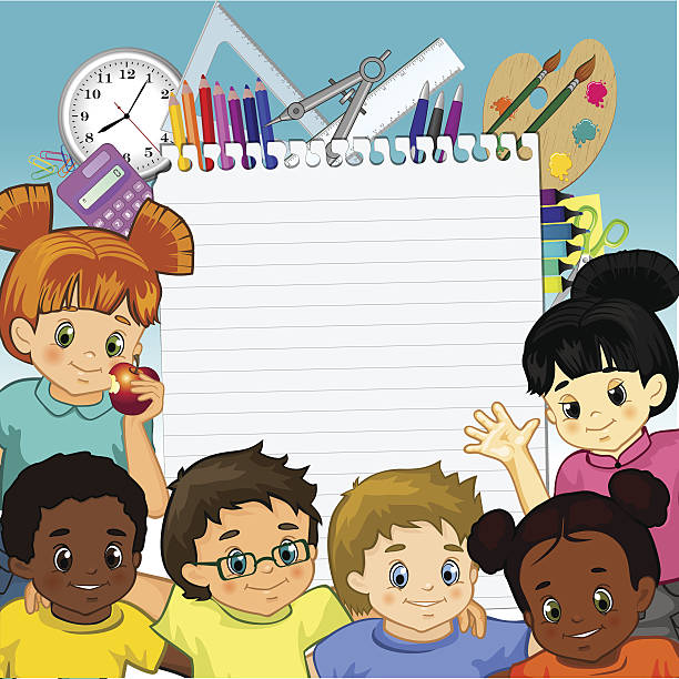 ilustraciones, imágenes clip art, dibujos animados e iconos de stock de los niños y los colores de lámina - education childhood school drawing compass