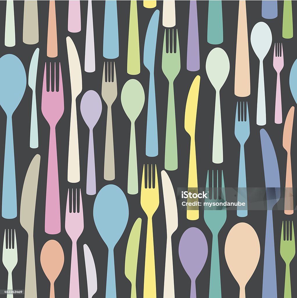 Bezszwowe kolorowy wzór Sztućce tematyczne - Grafika wektorowa royalty-free (Jedzenie)