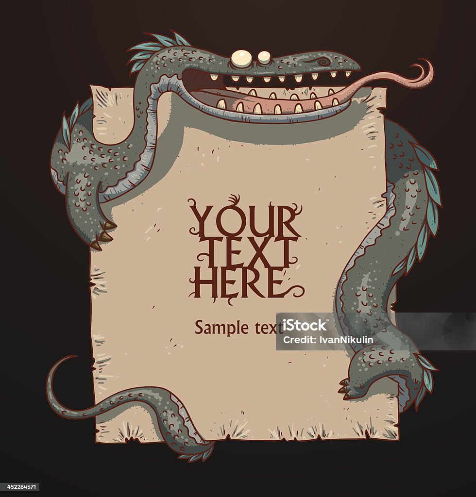 Fantasy banner gray dragon - Vetor de Calabouço royalty-free