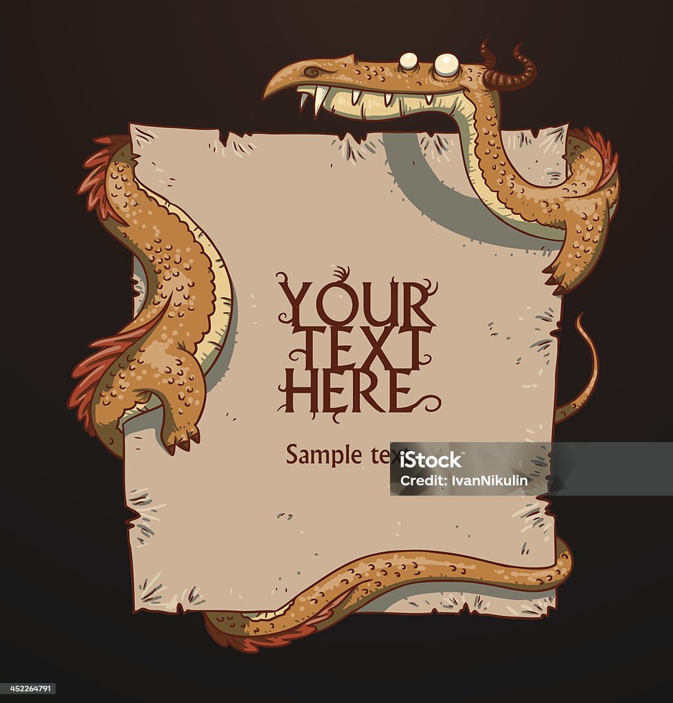 Fantasy banderole orange dragon - clipart vectoriel de Cachot libre de droits