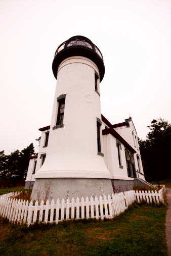 Admiralty Head Lighthouse at Fort Casey located on Whidbey Island in Puget Sound, Washington state, USA.