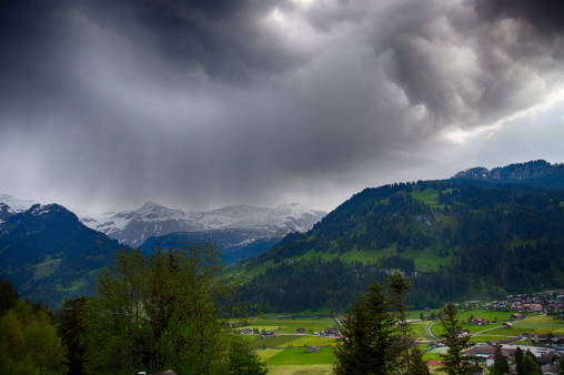 Afternoon Thunder Storm, Swiss Alps, HDR Image, dramatic sky