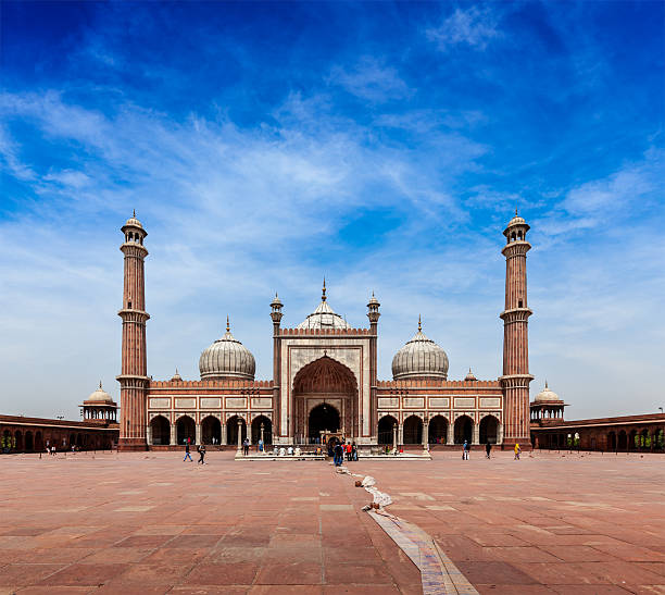 jama masjid em maior mesquita muçulmana na índia - delhi india islam jama masjid imagens e fotografias de stock