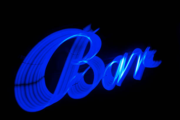 istock Bar Blue Neon Sign Zoom on Black 452349477