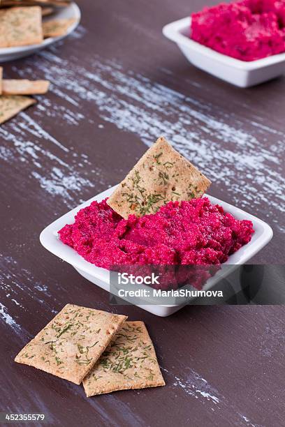 Portion Of Hummus Stock Photo - Download Image Now - Cracker - Snack, Hummus - Food, Appetizer