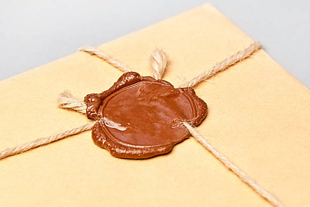 Envelope with wax seal stock photo