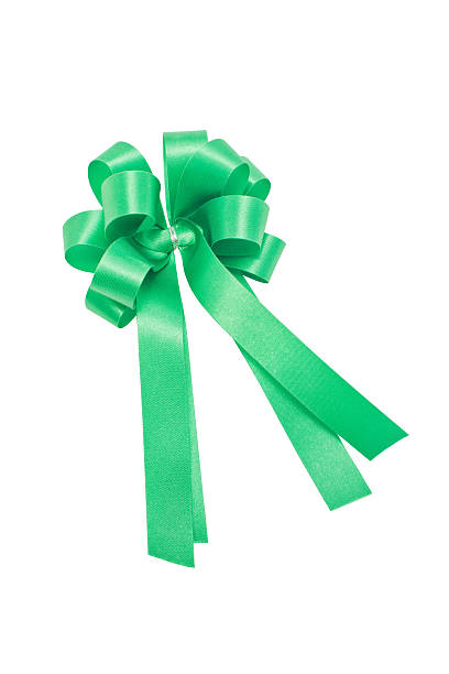 istock Green ribbon isolated on white background. 452356905