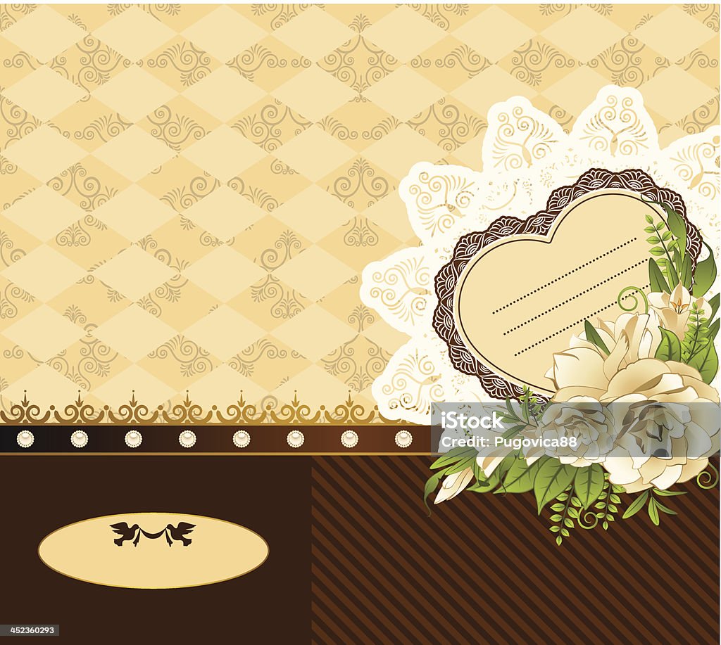 Fond Vintage avec des fleurs et de la décoration. Illustration - clipart vectoriel de Amour libre de droits