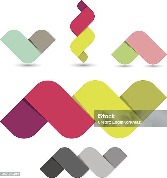 Abstract Ribbon Icons Stock Illustration - Download Image Now - Letter M, Alphabet, V-shape