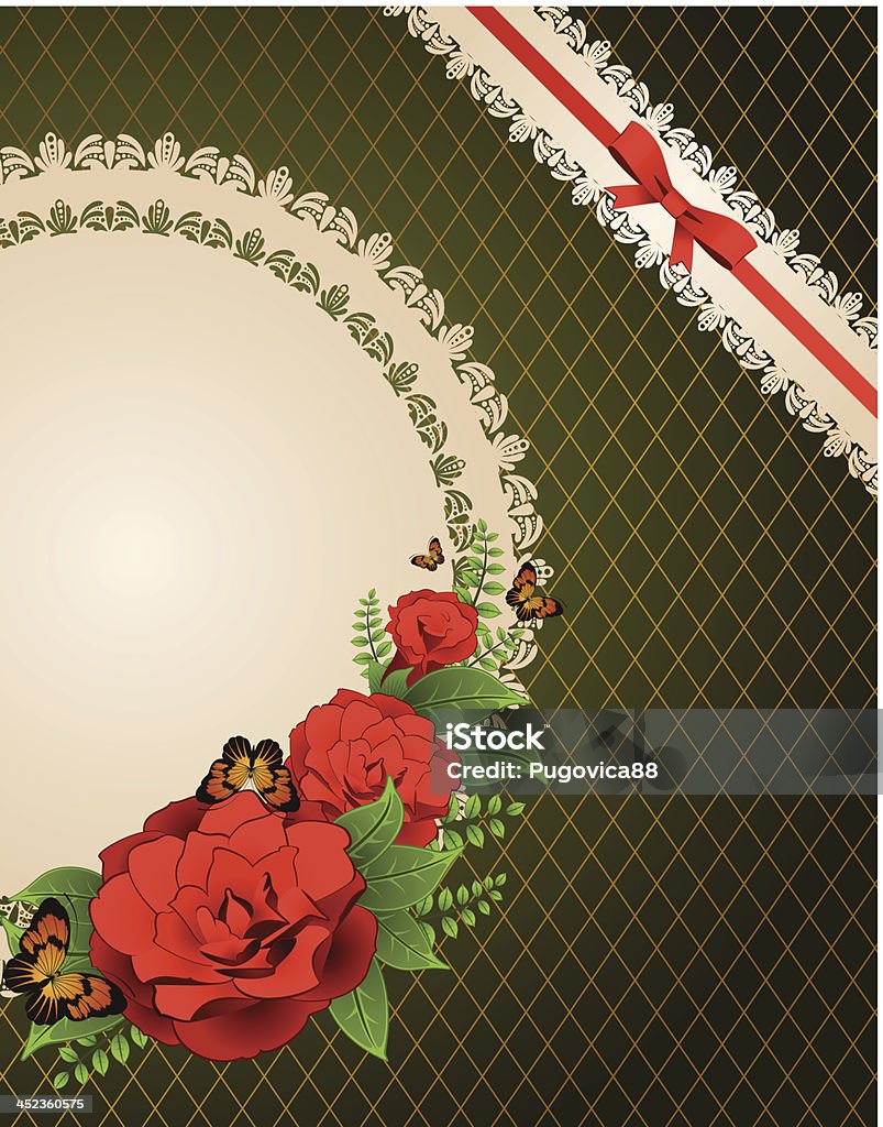 Retro tło z kwiatów i ozdoby. Wektor - Grafika wektorowa royalty-free (Czerwony)