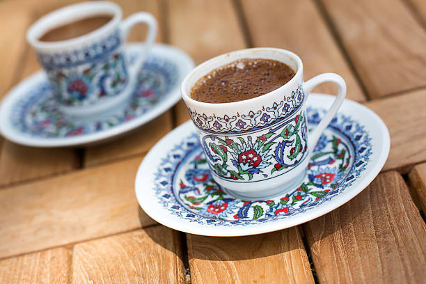 istock Traditional fresh turkish coffee on wooden table 452360881