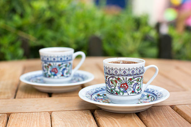 istock Traditional fresh turkish coffee on wooden table 452360883