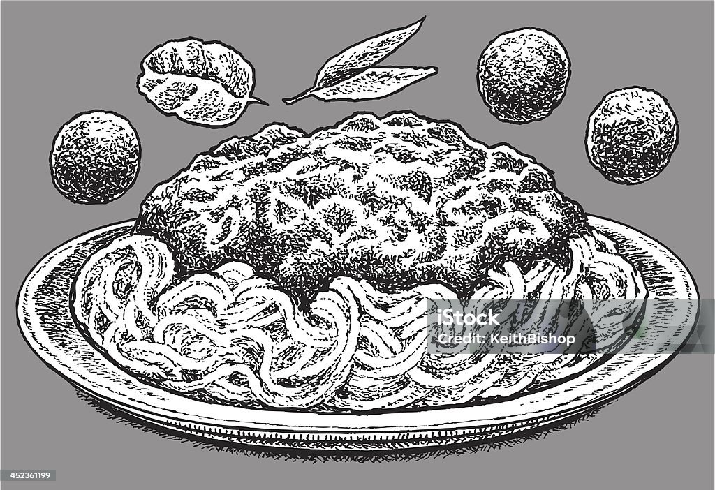 Spaghetti con Meatballs-comida italiana - arte vectorial de Albóndiga libre de derechos