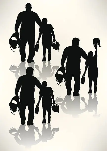 Vector illustration of Football Father and Son - Defeat & Victory