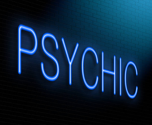 концепция psychic. - fortune telling paranormal neon light prophet стоковые фото и изображения